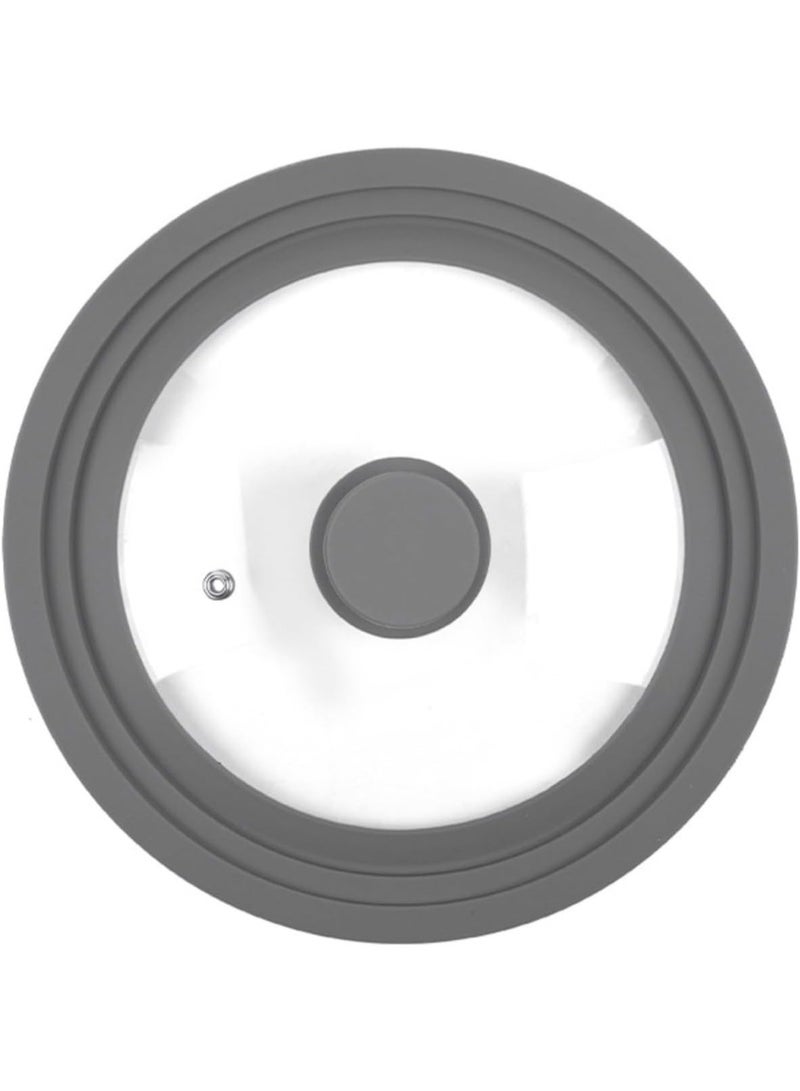 Bukela Universal Lid for Pots And Pans,Heat Resistant Food Safe Skillet Lid With Silicone Rims And Steam Vented,Silicone Universal Lid Fits All 24 To 28cm Diameter Cookware,Dishwasher Safe,Gray - Image 1